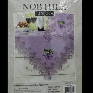 Nob Hill Vineyard Afternoon Table Topper Kit Stamped Cross Stitch Purple